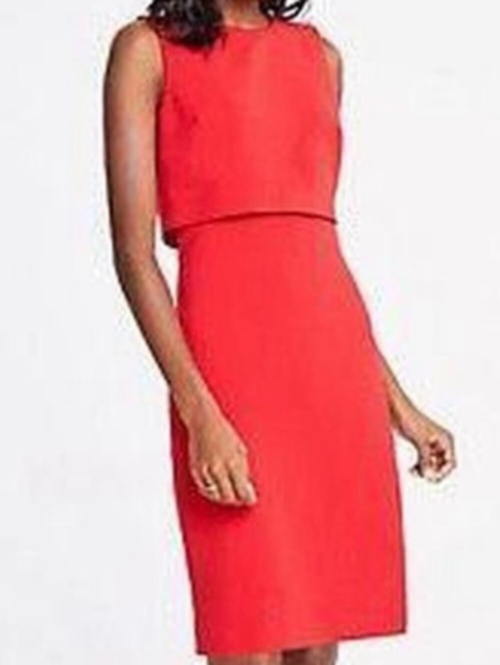 Ann Taylor Red Layered Sheath Dress